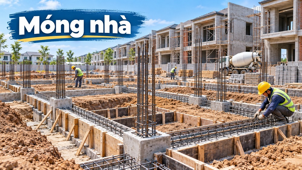 Hình công trình Vật tư thi công móng nhà phố